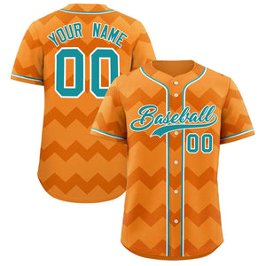 Custom Cadmium Orange Aqua-White Personalized Ripple Design Authentic Baseball Jersey