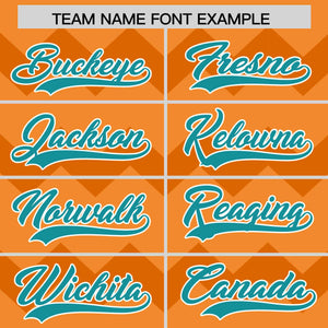 Custom Cadmium Orange Aqua-White Personalized Ripple Design Authentic Baseball Jersey