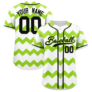 Custom White-Green Black Personalized Ripple Design Authentic Baseball Jersey