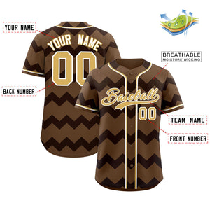 Custom Light Brown Old Gold-White Personalized Ripple Design Authentic Baseball Jersey