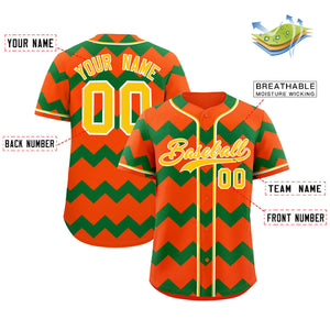 Custom Orange-Kelly Green Gold Personalized Ripple Design Authentic Baseball Jersey