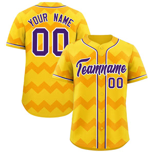 Custom Gold Purple-White Personalized Ripple Design Authentic Baseball Jersey