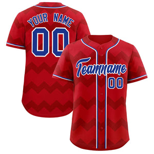 Custom Red Royal-White Personalized Ripple Design Authentic Baseball Jersey