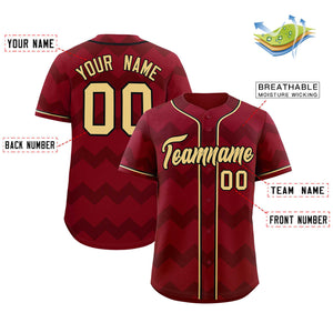 Custom Crimson Khaki-Black Personalized Ripple Design Authentic Baseball Jersey