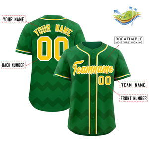 Custom Kelly Green Gold-White Personalized Ripple Design Authentic Baseball Jersey