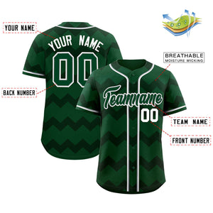 Custom Green Gray-White Personalized Ripple Design Authentic Baseball Jersey