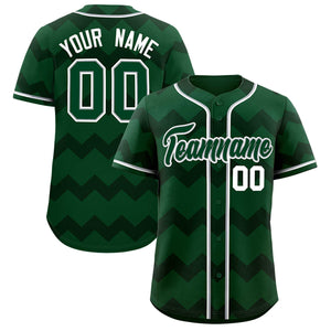 Custom Green Gray-White Personalized Ripple Design Authentic Baseball Jersey