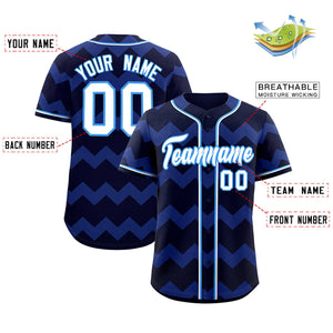 Custom Navy White-Powder Blue Personalized Ripple Design Authentic Baseball Jersey