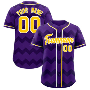 Custom Purple Gold-White Personalized Ripple Design Authentic Baseball Jersey