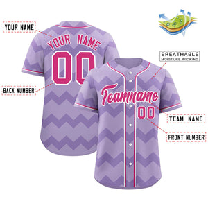 Custom Light Purple RoseRed White Personalized Ripple Design Authentic Baseball Jersey