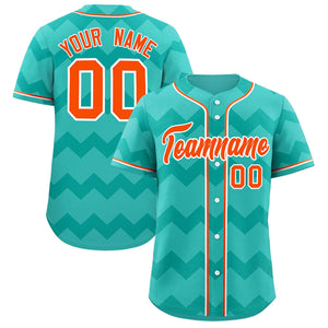 Custom Bright Green Orange-White Personalized Ripple Design Authentic Baseball Jersey