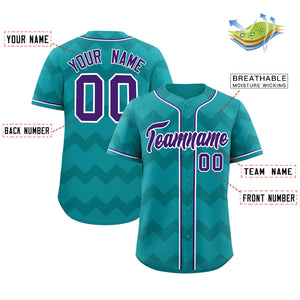 Custom Aqua Purple-White Personalized Ripple Design Authentic Baseball Jersey