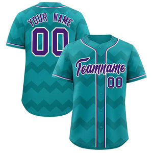 Custom Aqua Purple-White Personalized Ripple Design Authentic Baseball Jersey