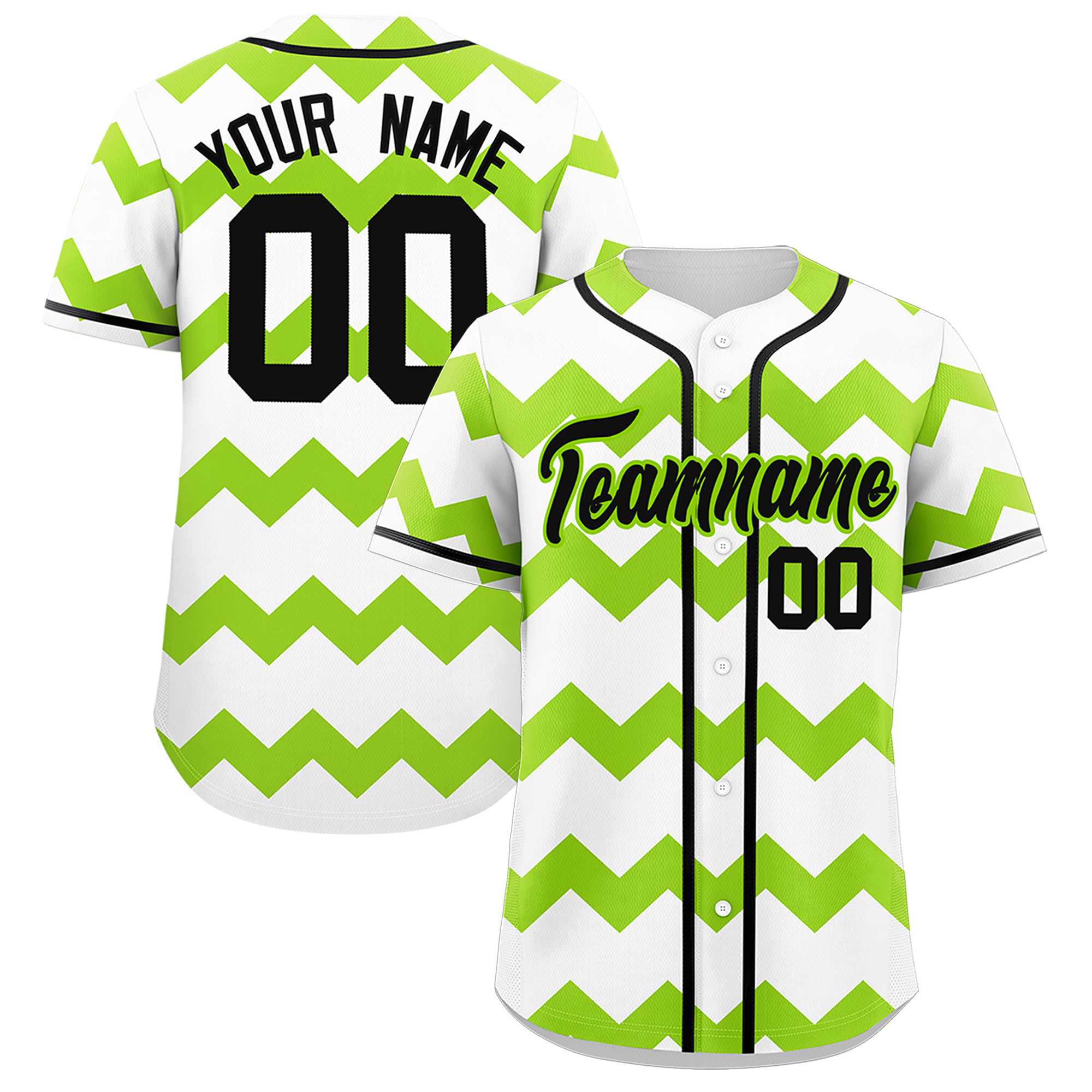 Custom White-Green Black Personalized Ripple Design Authentic Baseball Jersey