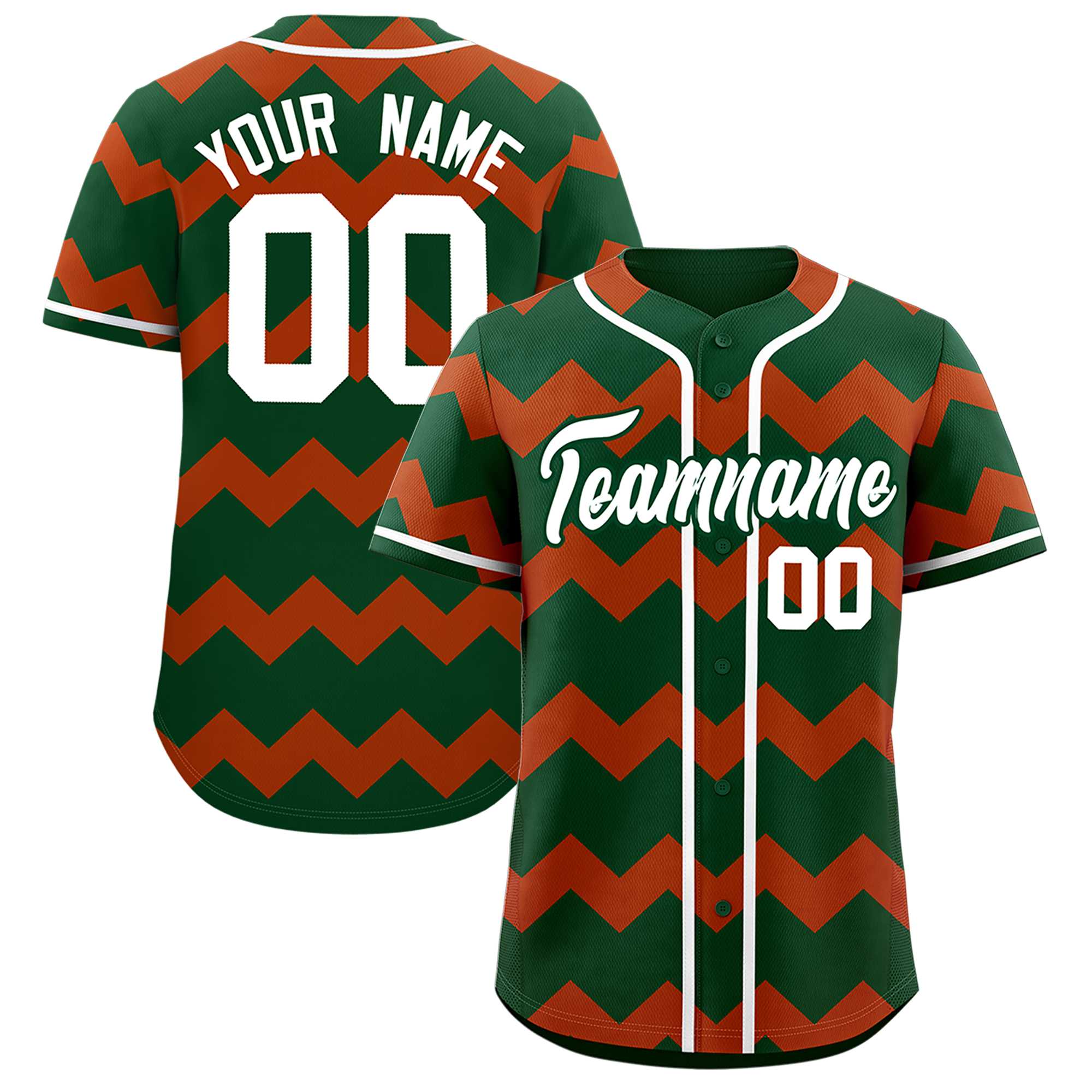 Custom Green-Texas Orange White Personalized Ripple Design Authentic Baseball Jersey