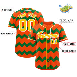 Custom Orange-Kelly Green Gold Personalized Ripple Design Authentic Baseball Jersey