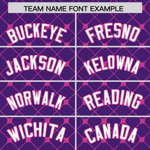 Custom Purple-Pink Plaid Design Authentic Baseball Jersey