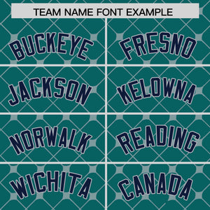 Custom Aqua-Gray Plaid Design Authentic Baseball Jersey