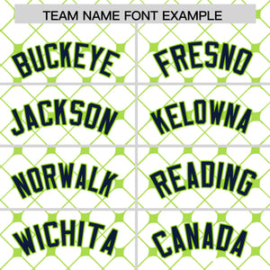 Custom White-Neon Green Plaid Design Authentic Baseball Jersey