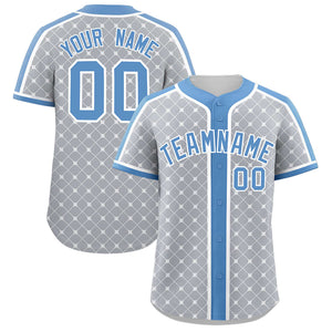 Custom Gray-White Plaid Design Authentic Baseball Jersey