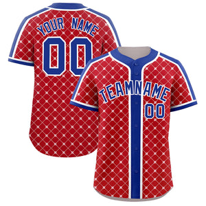 Custom Red-White Plaid Design Authentic Baseball Jersey