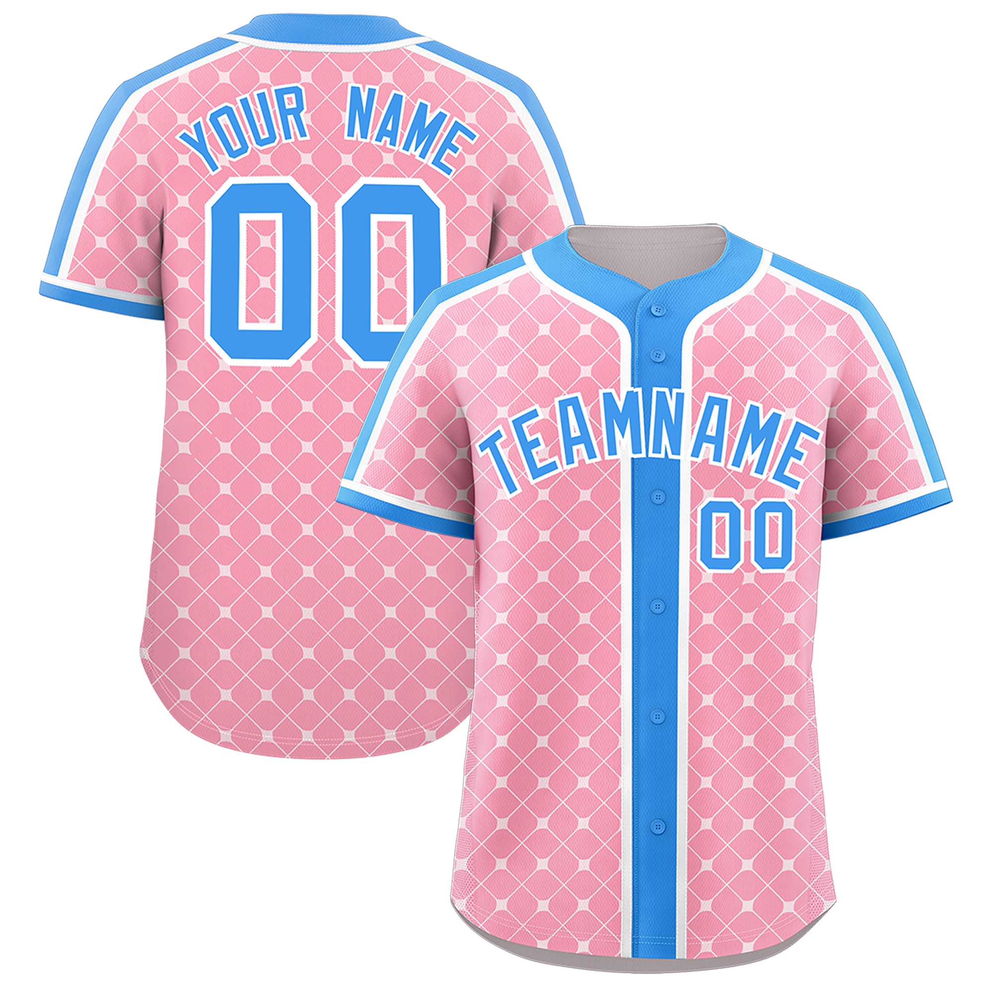 Custom Light Pink-White Plaid Design Authentic Baseball Jersey