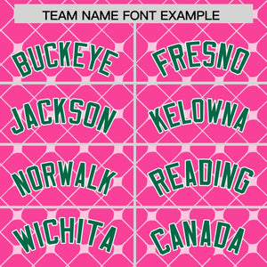 Custom Pink-White Plaid Design Authentic Baseball Jersey