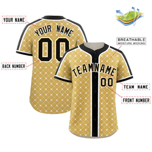 Custom Old Gold-White Plaid Design Authentic Baseball Jersey