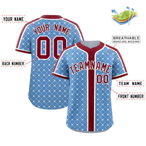 Custom Light Blue-White Plaid Design Authentic Baseball Jersey