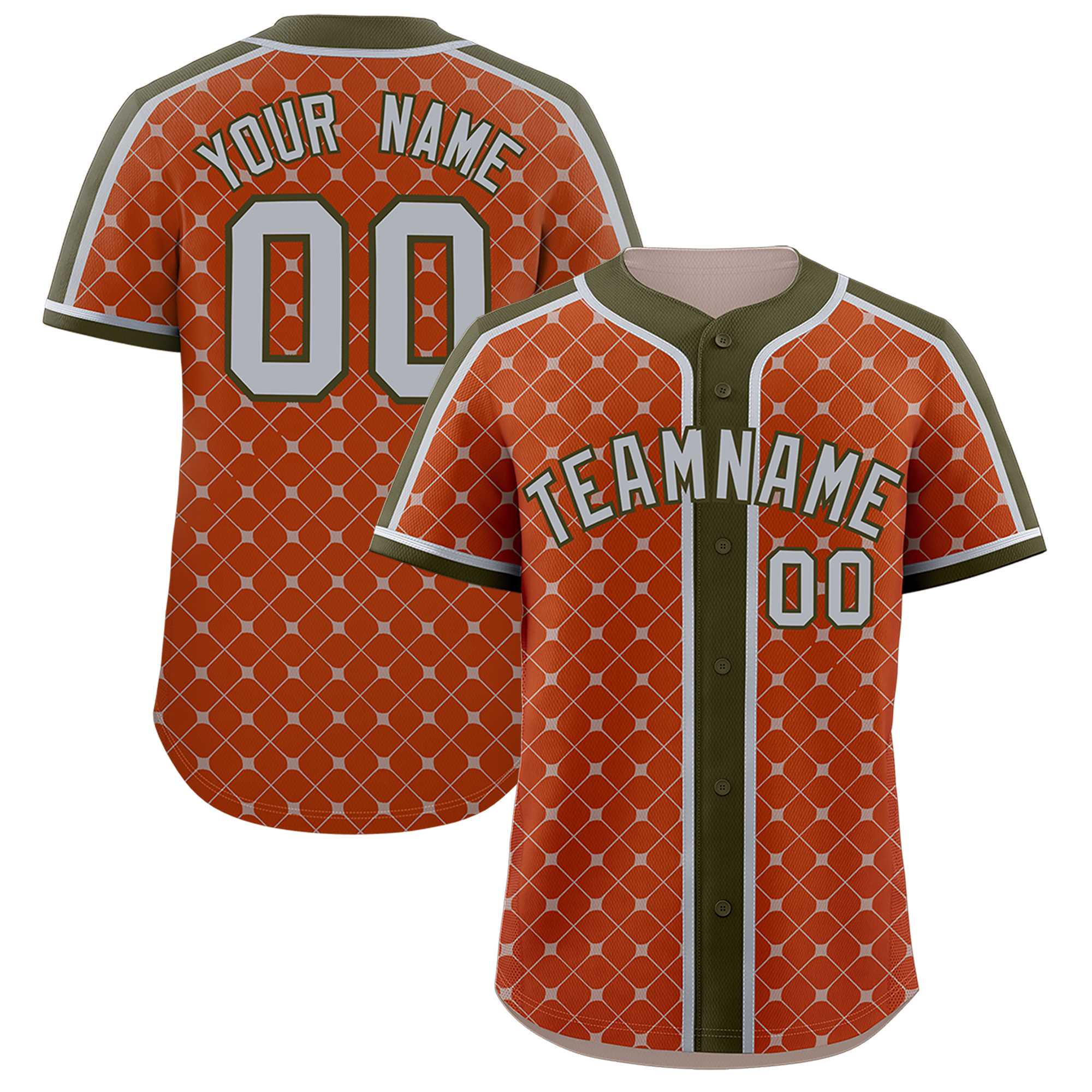 Custom Texas Orange-Gray Plaid Design Authentic Baseball Jersey