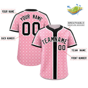 Custom Light Pink-White Plaid Design Authentic Baseball Jersey