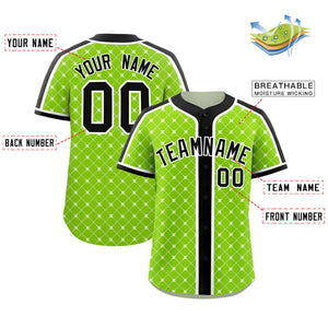 Custom Neon Green-White Plaid Design Authentic Baseball Jersey