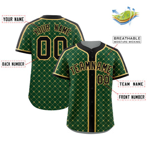 Custom Green-Old Gold Plaid Design Authentic Baseball Jersey