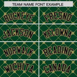 Custom Green-Old Gold Plaid Design Authentic Baseball Jersey