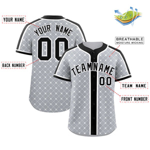 Custom Gray-White Plaid Design Authentic Baseball Jersey