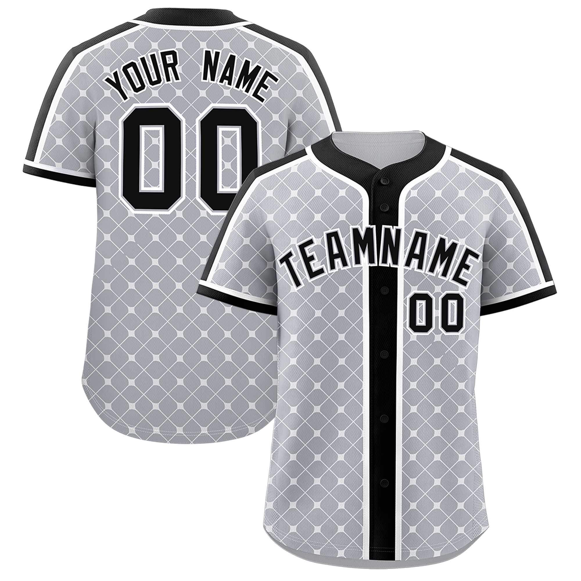 Custom Gray-White Plaid Design Authentic Baseball Jersey