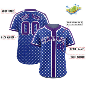 Custom Royal-White Plaid Design Authentic Baseball Jersey