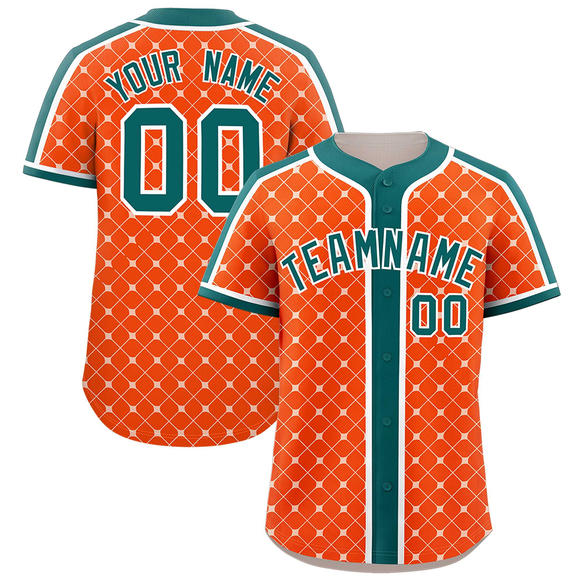 Custom Orange-White Plaid Design Authentic Baseball Jersey