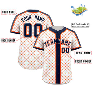 Custom White-Orange Plaid Design Authentic Baseball Jersey