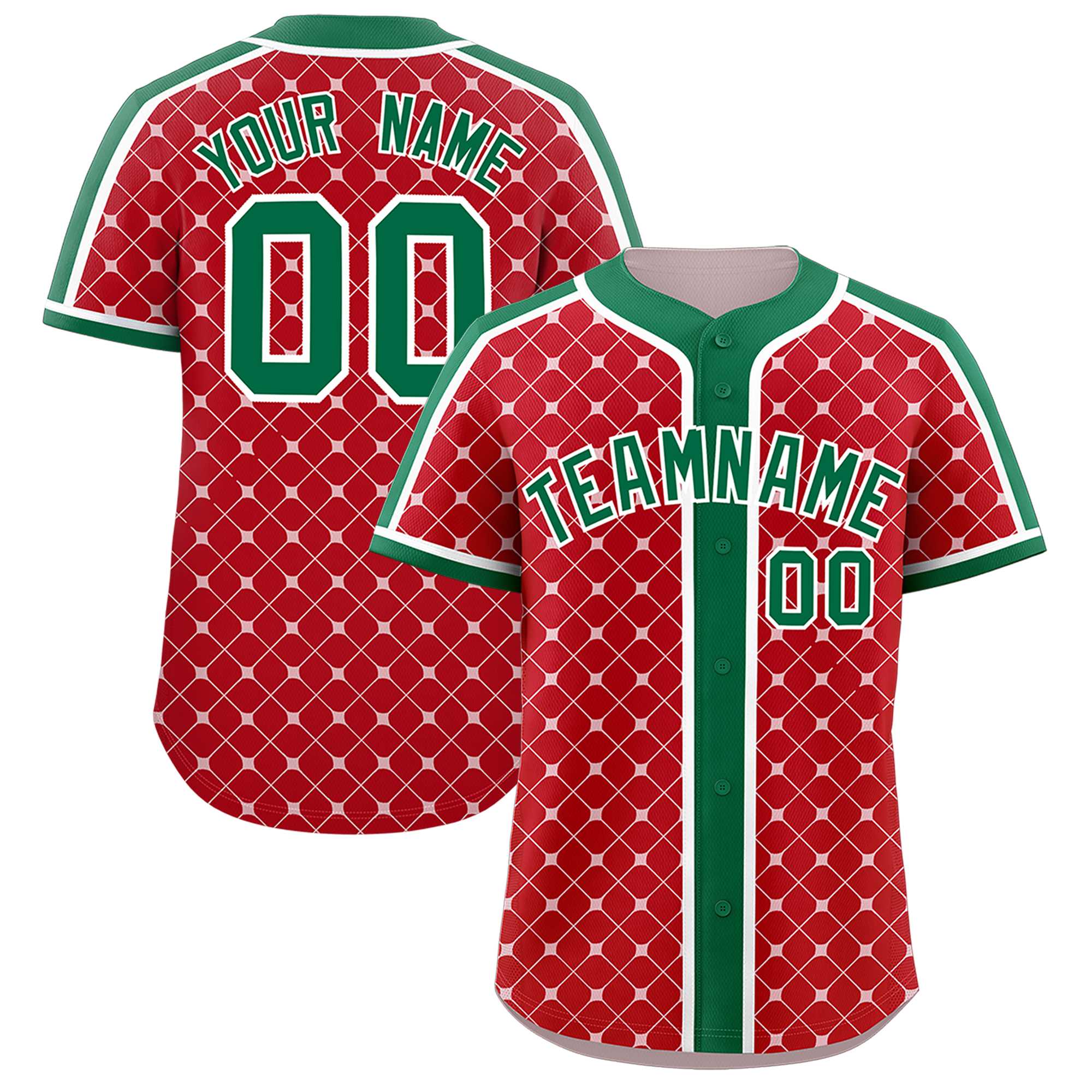 Custom Red-White Plaid Design Authentic Baseball Jersey