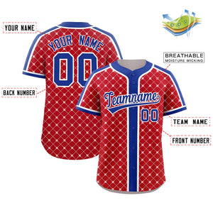 Custom Red-White Plaid Design Authentic Baseball Jersey