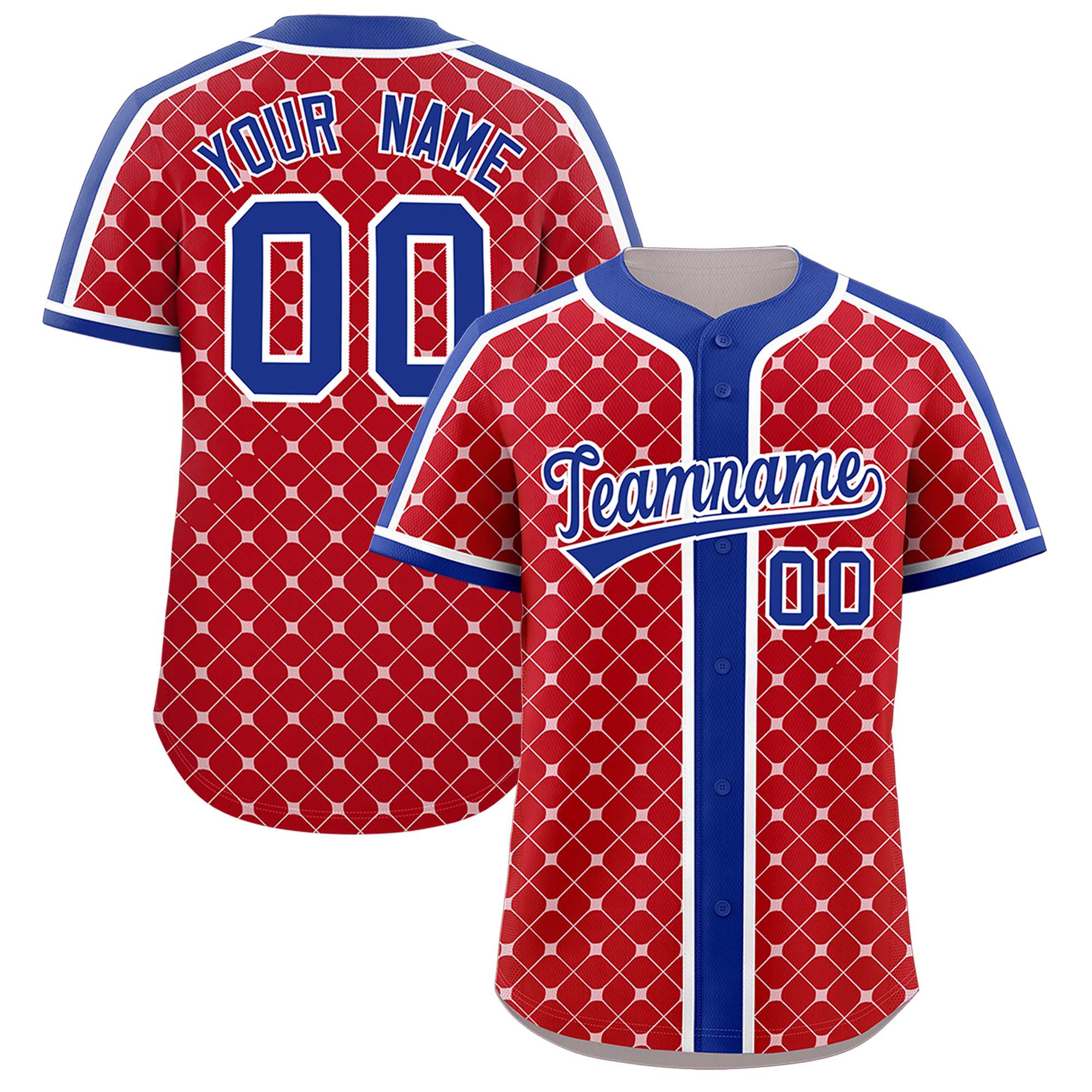 Custom Red-White Plaid Design Authentic Baseball Jersey