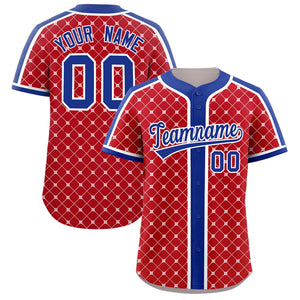 Custom Red-White Plaid Design Authentic Baseball Jersey