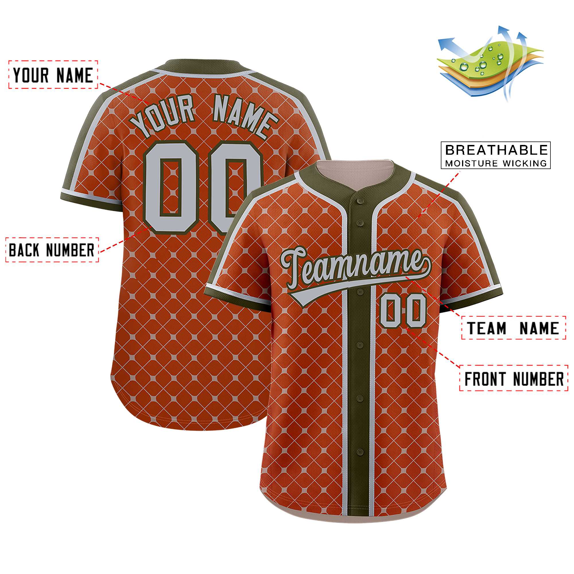 Custom Texas Orange-Gray Plaid Design Authentic Baseball Jersey