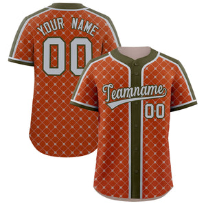 Custom Texas Orange-Gray Plaid Design Authentic Baseball Jersey