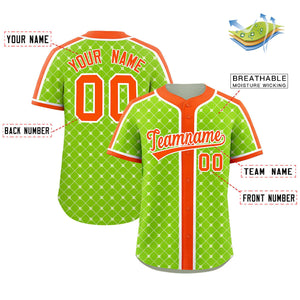 Custom Neon Green-White Plaid Design Authentic Baseball Jersey