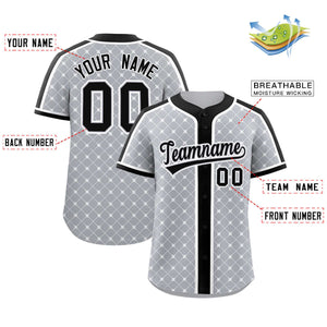 Custom Gray-White Plaid Design Authentic Baseball Jersey