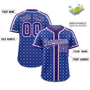 Custom Royal-White Plaid Design Authentic Baseball Jersey