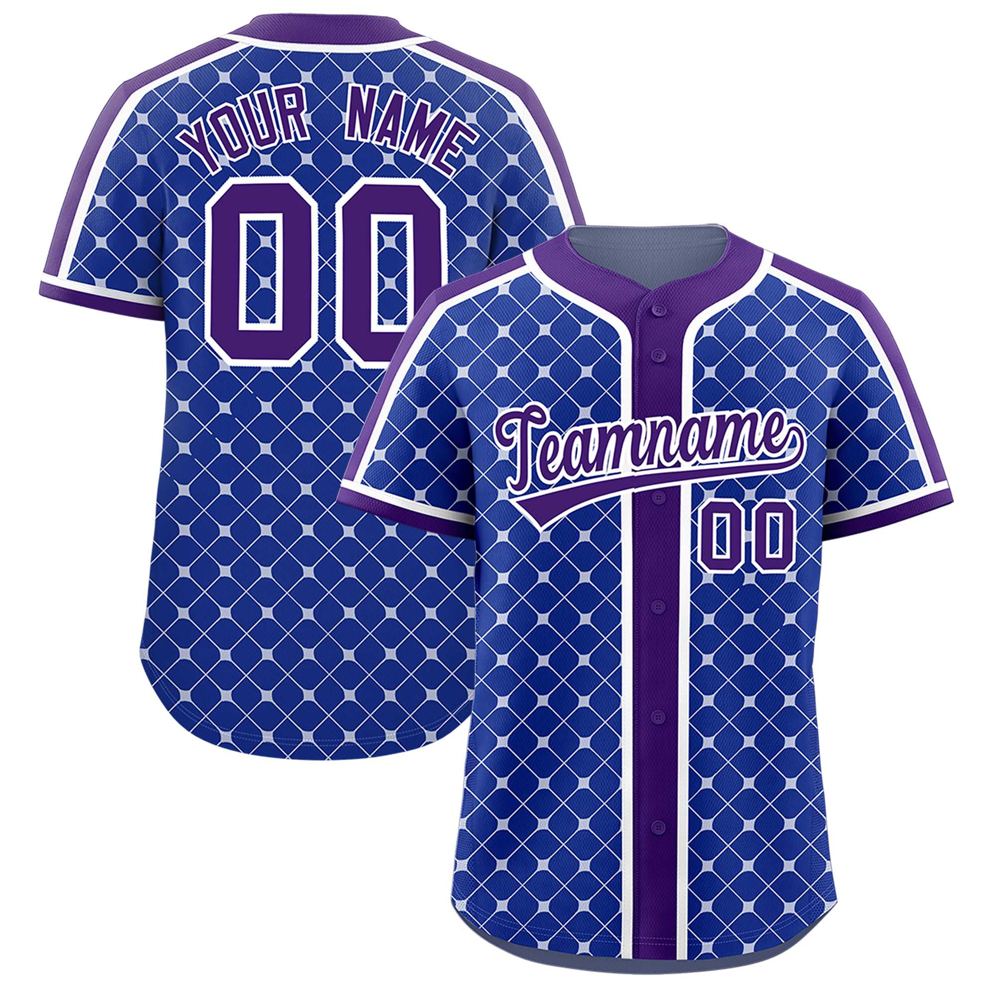 Custom Royal-White Plaid Design Authentic Baseball Jersey