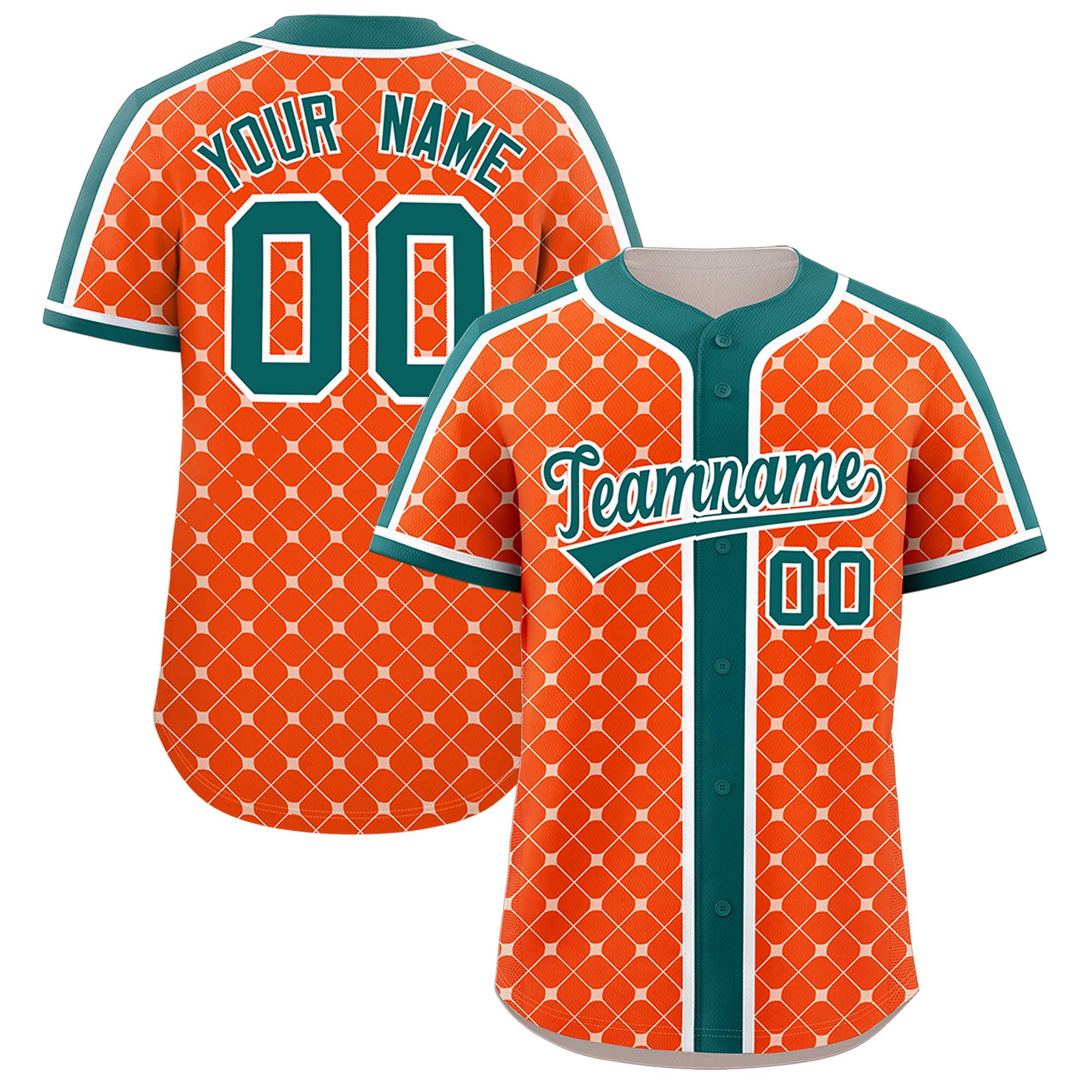 Custom Orange-White Plaid Design Authentic Baseball Jersey